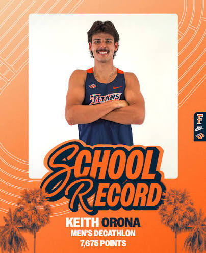 Keith Orona school record graphic: Men's Decathlon, 7,675 points